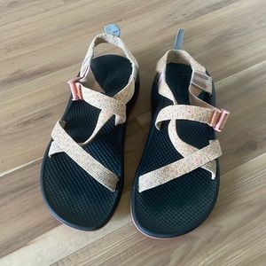 Pink and orange chacos